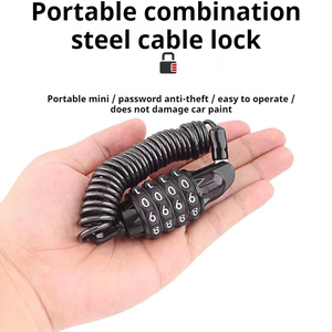 <span class=keywords><strong>Antivol</strong></span> de vélo à 4 chiffres avec câble, 90g, portable, étanche, anti-effraction, noyau en alliage, cordon rétractable de 1,5m, cadenas de sécurité VTT - Product Image 3