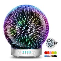 3D זכוכית זיקוקין 160ml Galaxy פרימיום קולי ארומתרפיה שמני אדים עם מדהים LED אורות לבית, יוגה