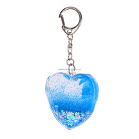 Mini porte-clés en acrylique en forme de cœur, créatif, avec dessin animé, liquide, résine 3D, flotteur personnalisé, sable mouvant, paillettes, souvenir, cadeau, vente en gros