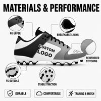 Chaussures de football personnalisées OEM, marque privée, chaussures de football FG pour hommes, logo personnalisé, fabricant pour terrain ferme