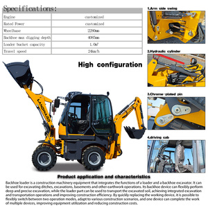 Chargeuse sur pneus 4x4, moteur EPA, tracteur rétrocaveuse agricole, grande chargeuse à vendre, chargeuse pelleteuse diesel remorquable EURO5 LIVRAISON GRATUITE - Product Image 2