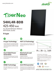 Jinko Tiger Neo Panneau solaire en verre-verre Fullblack JKM440N-54HL4R-BDB 440Wp <span class=keywords><strong>445Wp</strong></span> 450Wp TOPCon Panneau solaire - Product Image 2
