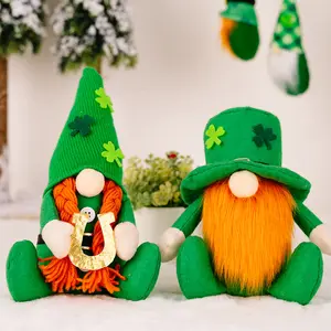 Satin Patricks Day Faceless Gnome Decor Gonk Toy Lucky Clover Green Faceless Doll Irish St. Patrick's Day Party Decorations