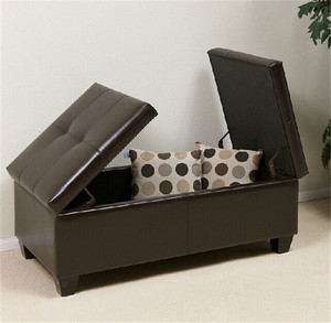 Frank Furniture Leather Coffee Table <strong>Storage</strong> Bench White Ottoman <strong>Seat</strong> - Product Image 5