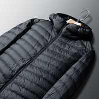 Manteau d'hiver à capuche en nylon avec plumes de canard pour hommes, léger et chaud pour l'extérieur avec logo personnalisé