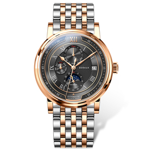 Reloj mecánico BORMAN de alta calidad para hombre, automático, pantalla de 24 horas, día de la semana, mes, resistente al agua, correa de cuero de acero inoxidable - Product Image 4