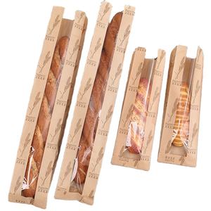 Venta al por mayor logotipo Sharp V ventana inferior Baguette francés Caterpillar pan panadería bolsa <span class=keywords><strong>de</strong></span> papel a prueba <span class=keywords><strong>de</strong></span> grasa - Product Image 1