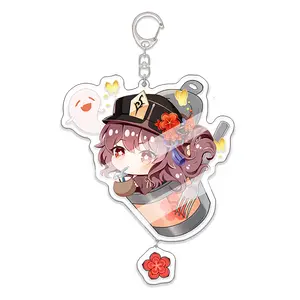 Genshin Impact figure Acrylic 6cm Double-sided Keychain shenhe xiao kazuha hutao pendant bag cute decorations