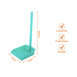 Grand pelle à poussière en plastique PP L 31xW 27xH 64,5 cm, manche long, bord plat, légère, durable, facile à nettoyer - Product Image 5