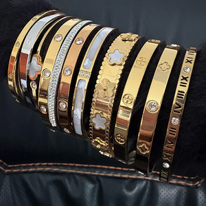 12 Style TRENDY Jewelry for Your <strong>Love</strong> Fashion <strong>Bangle</strong> 18K Gold Plated Bracelet Stainless Steel Classic Bracelet - Product Image 1