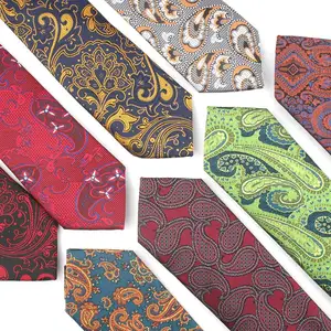 Corbata clásica de Cachemira para hombre, corbatas de seda italiana de lujo, Jacquard, con logotipo personalizado, para negocios y boda