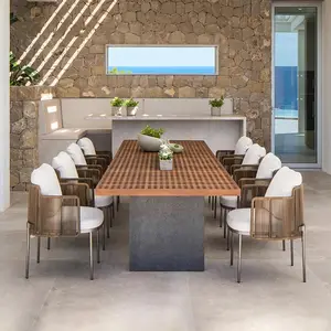 Luxury teak garden oak furniture sets outdoor teak dining table with aluminum chair set