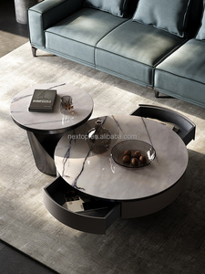 Juego de Mesa de Centro de Mármol Redonda <span class=keywords><strong>Grande</strong></span> de Estilo Minimalista Italiano para Sala de Estar - Product Image 3