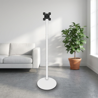 Support de télévision mobile sans perçage, sans dommage pour les murs, blanc, autoportant, 14-32 pouces, 10 kg, pivotant à 360°, VESA 100x100