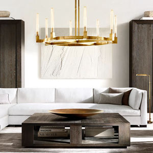 Lámpara de Techo Estilo Americano Retro con Forma de Rueda de Vagoneta, Grande, para Sala de Estar o Comedor, Anillo Redondo de Cobre, Latón Antiguo, Moderna - Product Image 4