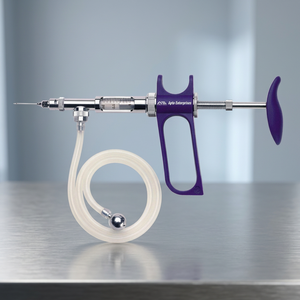 Jeringa Veterinaria Automática de Acero Inoxidable de Alta Calidad Tipo C de 1/2 ml para Caballos y Cabras, Ajustable para Diagnóstico e Inyección - Product Image 3