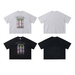 Vêtements pour hommes |   T-shirt à manches courtes ample et respirant <span class=keywords><strong>en</strong></span> tissu gaufré délavé et vieilli, style streetwear américain, coupe raglan, motif original - Product Image 4