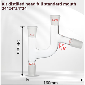 Tabung penerima vakum kaca lurus dan melengkung untuk laboratorium distilasi OEM dapat disesuaikan perlengkapan Lab Kepala Penghubung - Product Image 4