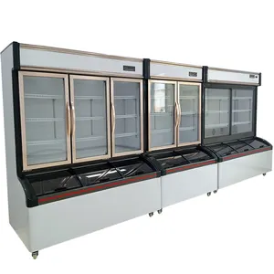 Supermarket Chiller Display Glass Door Vegetable Fruits Display Cooler Commercial Freezer Upright Freezer