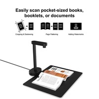Escáner de Documentos Portátil A4 de 16MP con Cámara USB, Compatible con Windows y MacOS, Garantía de 1 Año, OCR, TTS, Negro, 1 Segundo