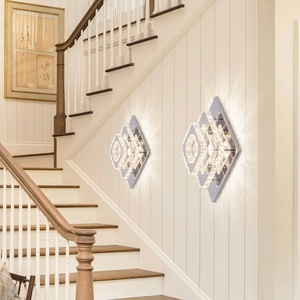 Lampadario a 2 strati con plafoniera quadrata a LED a 2 strati in cristallo minimalista di lusso moderno per la decorazione della casa lampadari e luci a sospensione - Product Image 4