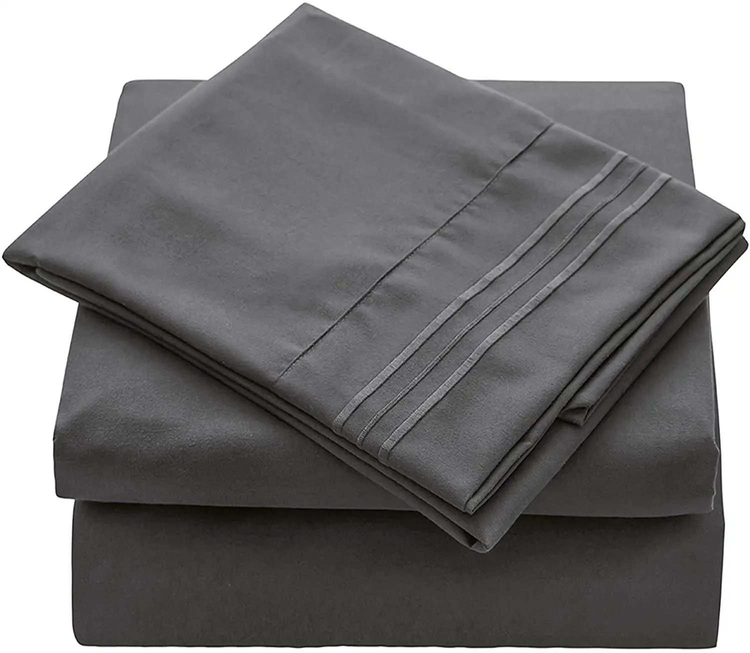 Draps de lit King Size, drap de lit de luxe, grandes poches, très doux, facile à assortir, couleur gris, pour hôtel, 4 pièces