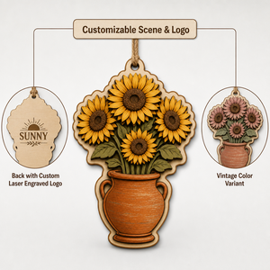 Decorazione Murale Girasole 20cm |   Vaso Decorativo 3D in Compensato di Pioppo Multistrato |   OEM Ingrosso CPSC |   Decorazione da Parete per Casa Accogliente in Stile Rustico - Product Image 5