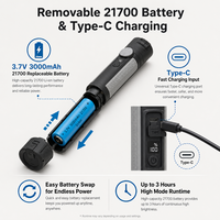 Lampe de travail rotative rechargeable magnétique à intensité variable 600LM Type-C USB pour atelier, entretien automobile, maison