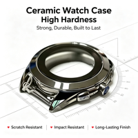 Boîtier en céramique noire |   Boîtier de montre résistant aux rayures de 40 mm avec lunette en céramique |   Vente directe d'usine de pièces de montres personnalisées