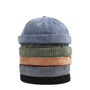 Wholesale New Design Unisex Polyester Strap Corduroy Flat Embroidery Fish <b>Brimless</b> Baseball Cap Four Seasons Outdoor - Product Image 2