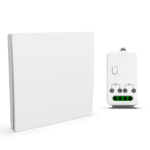 1Gang Wireless Kinetic Switch-White Body Battery-Free Wall On/Off Switch Outdoor Waterproof IP65 for Lamp Electric Appliance