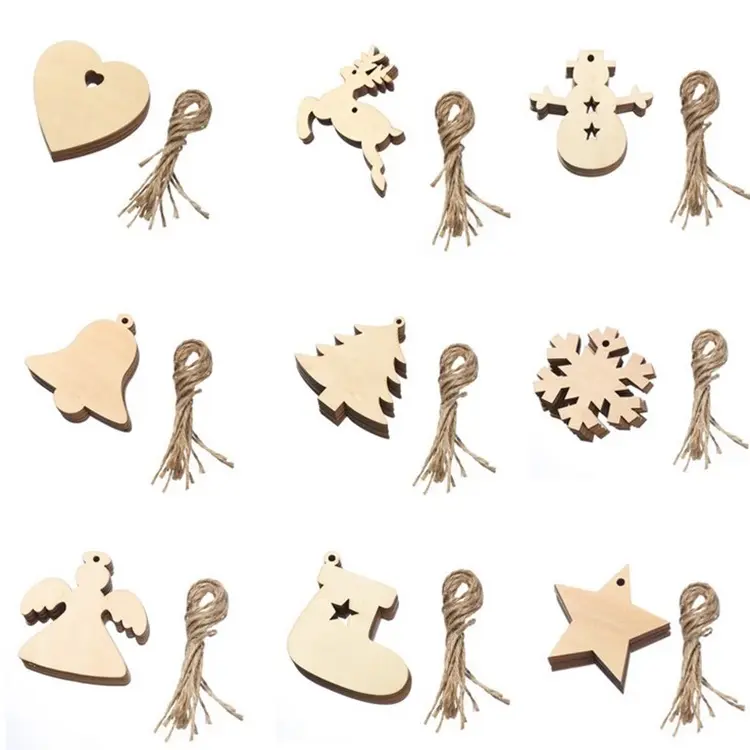 Groothandel 10 Stuks Houten Uitsparing Plakjes Mdf Kerst Opknoping Ornamenten Hout Kleine Opknoping Hanger Voor Home Decoratie Kerst