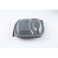 Boîte à lunch noire de qualité alimentaire en plastique PP blister à 2 compartiments avec couvercle en PET pour récipient à emporter