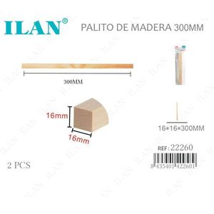 Barre en bois ILAN 16x16x300mm carrée, 2 pièces, pour travaux manuels et projets de bricolage - Product Image 1