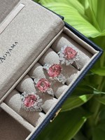 18K Gold IGI-Zertifizierter Labor-Gezüchteter Padparadscha-Saphir Ovaler Blumencluster Luxus-Jubiläums-Statement-Ring Großhandel