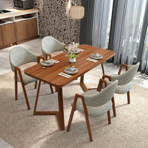 모던 노르딕 패널 직사각형 대나무 식탁 세트 가정 아파트 밀크티 가게 패스트푸드 레스토랑 구내식당 소형 - Product Image 2