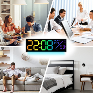 カスタムロゴ入り3in1ネオンライト大型パネルトップベストアラームデジタルLED大型スクリーンディスプレイアートモダンラグジュアリー壁掛けLED時計 - Product Image 6