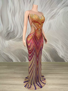 AD2949 Handmade Sparkling Colorful Rhinestone Luxury Evening Dresses Sleeveless <strong>Sexy</strong> <strong>Club</strong> <strong>Outfit</strong> for Womens Party Wear Ball Gown - Product Image 2