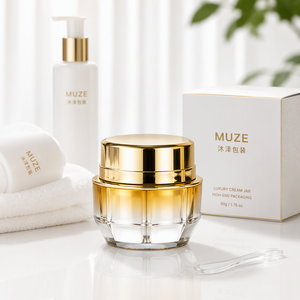 Octagonal Acrylic Cream <b>Jar</b> 30g 50g Gold <b>Lid</b> Faceted Thick Wall Double Layer Luxury Night Cream Skincare Packaging Factory - Product Image 2