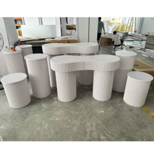 PVC gâteau plinthe support cylindre piédestal affichage Table mariage événements décor blanc ondulation plinthe cylindre piédestal présentoir - Product Image 5