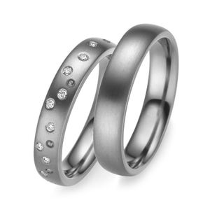 Bagues Alin Bijoux Surface rugueuse avec diamants brillants Bagues de fiançailles en tantale Bandes de mariage pour <span class=keywords><strong>couple</strong></span> - Product Image 3