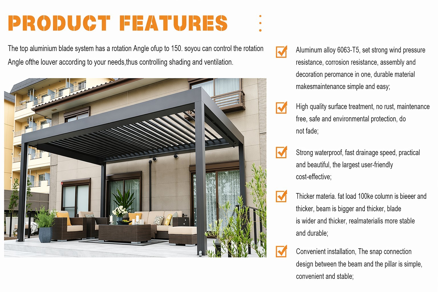 Automatic Motorized Aluminum Luxury Pergola Louvered Roof System CE Certified Garden Buildings Remote Control Customizable Sizes · image 5