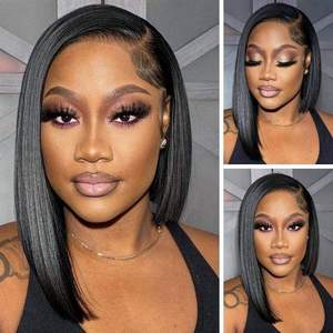 Wholesale Brazilian Long Bob Glueless <b>Lace</b> Front Wigs Remy Human Hair for <b>Lace</b> Light Brown 130%-180% Density <b>Black</b> Women - Product Image 3