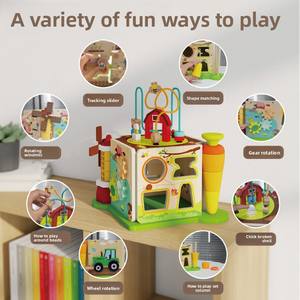 Ensemble multifonctionnel de perles de colonnes <span class=keywords><strong>Cube</strong></span> <span class=keywords><strong>d</strong></span>'<span class=keywords><strong>activité</strong></span> <span class=keywords><strong>en</strong></span> <span class=keywords><strong>bois</strong></span> à quatre côtés Jouet avec ferme pour bébés de <span class=keywords><strong>12</strong></span> <span class=keywords><strong>mois</strong></span> Vente <span class=keywords><strong>en</strong></span> gros - Product Image 2