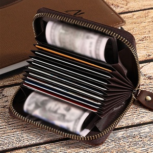 Custom Vintage Coin Purse Zipper Mini Card <b>Holder</b> Genuine Leather Women Minimalist Zipper Wallet Short Coin Purse - Product Image 4