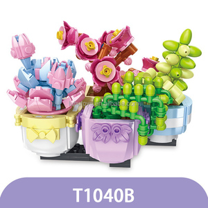 Nueva flor Mini plantas en maceta suculentas construcción Cactus bonsái árbol jardines bloques de construcción modelo ladrillos niños Diy juguete regalos - Product Image 6