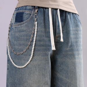 Cadena de pantalón de doble capa Pearl Star, cadena de cintura de mezclilla estilo hip hop, accesorio de moda para fiestas - Product Image 1