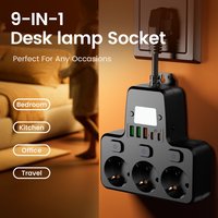 Enchufe Portátil Poroso con Cable Corto, Protección Contra Sobrecargas, USB 9 en 1