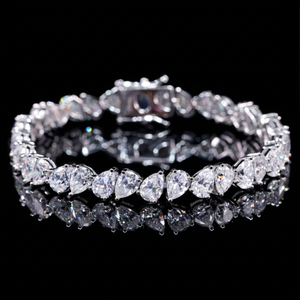 Bracelet en diamant de laboratoire sur mesure, styles variés, taille émeraude/marquise/coeur/poire, plaqué or, argent sterling 925, certificat IGI - Product Image 1