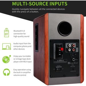 Bt25 Phiên Bản 2024 Cho <span class=keywords><strong>Bluetooth</strong></span> Hoạt Động Kệ Sách Rạp Hát Tại Nhà Loa Hát Gỗ Với Quang Học AUX Đầu vào Và Loa Siêu Trầm Dòng - Product Image 6